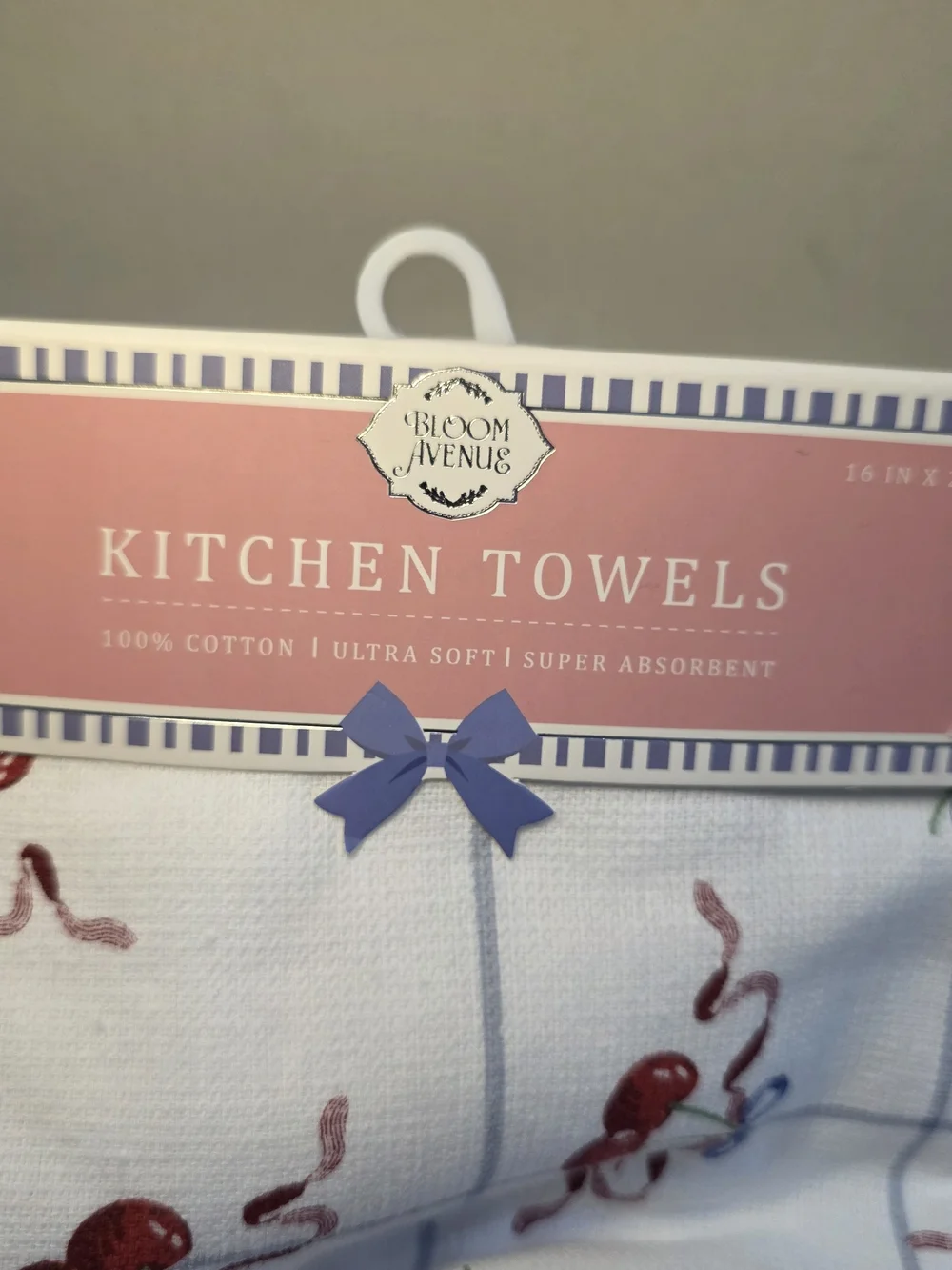 Kitchen Towels with Red Cherry Print